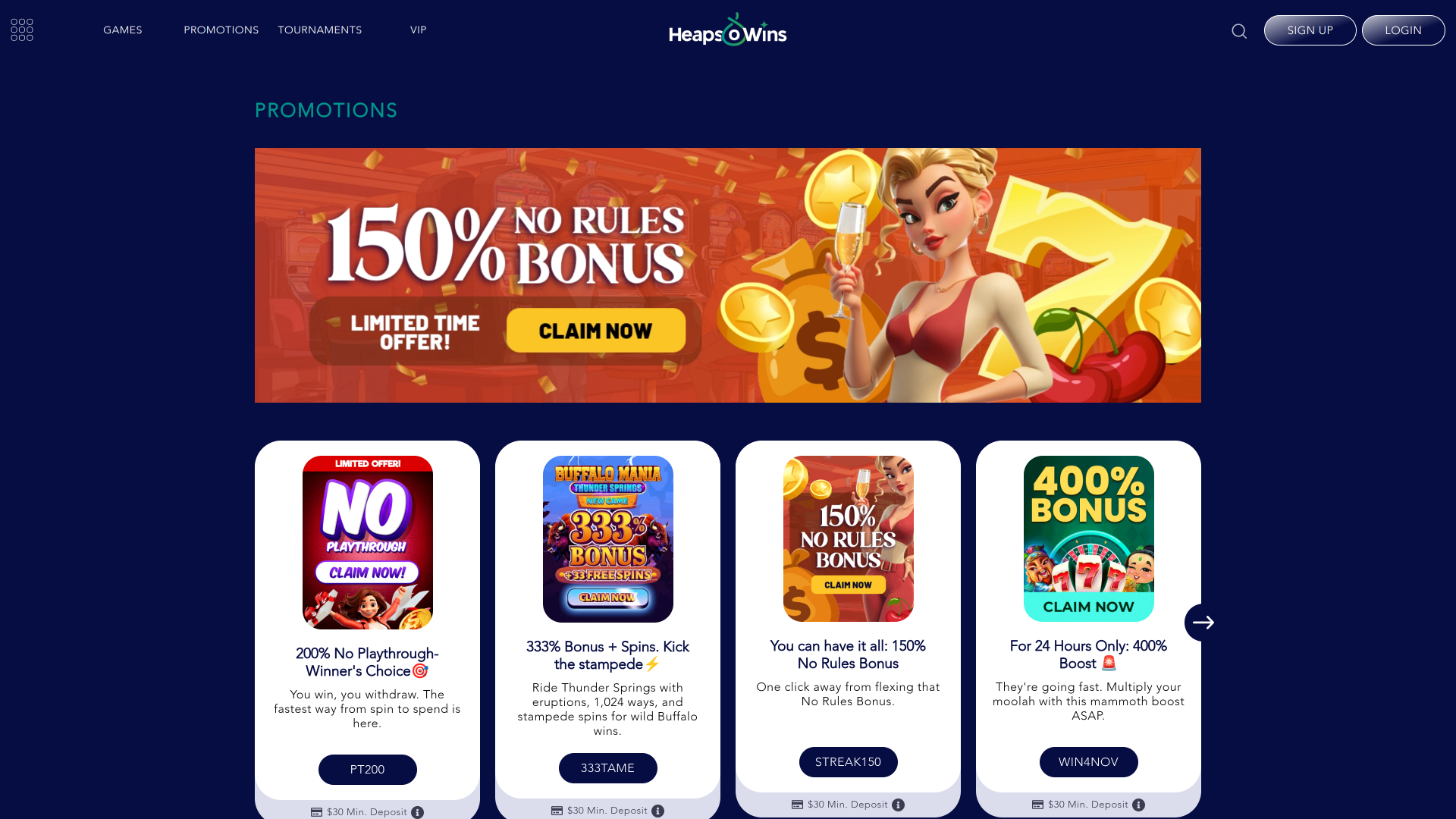 Heapsowins live casino games